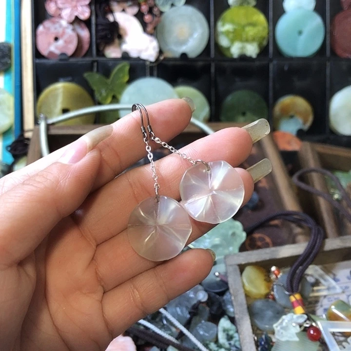 未镶嵌岫玉岫玉耳环