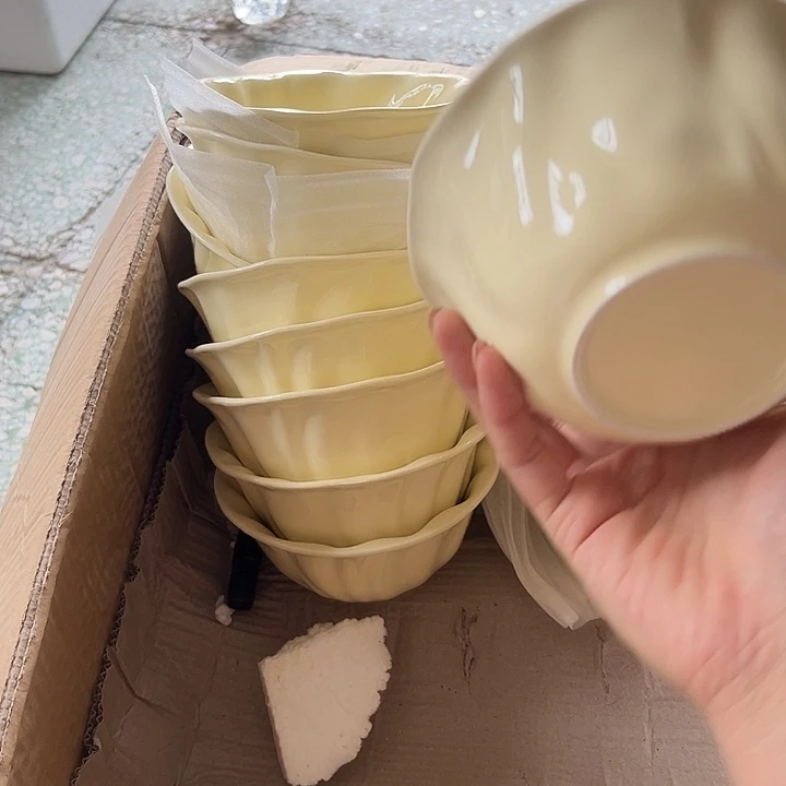 瓷片商品黄色6个面碗