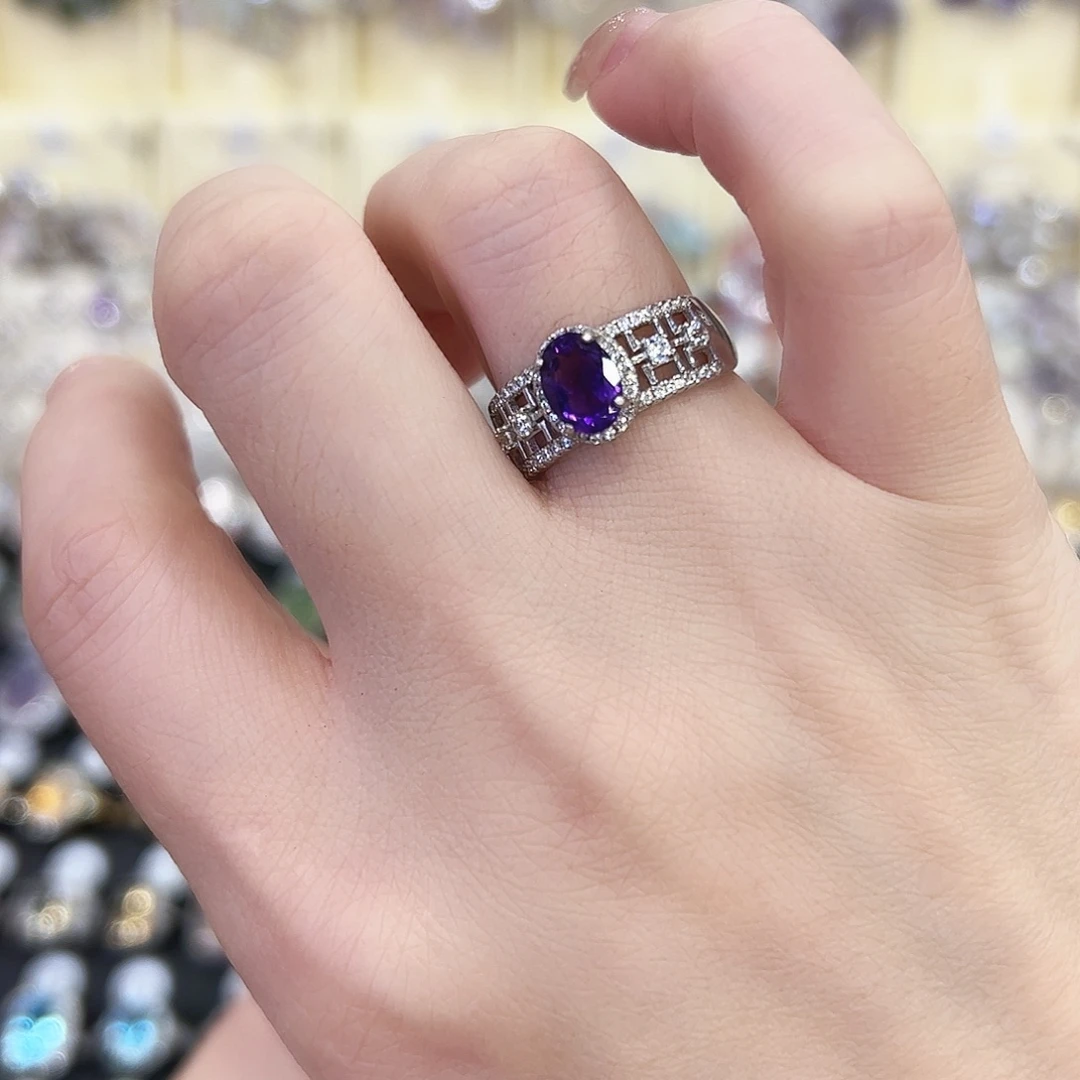 戒指紫晶银S925镶嵌
