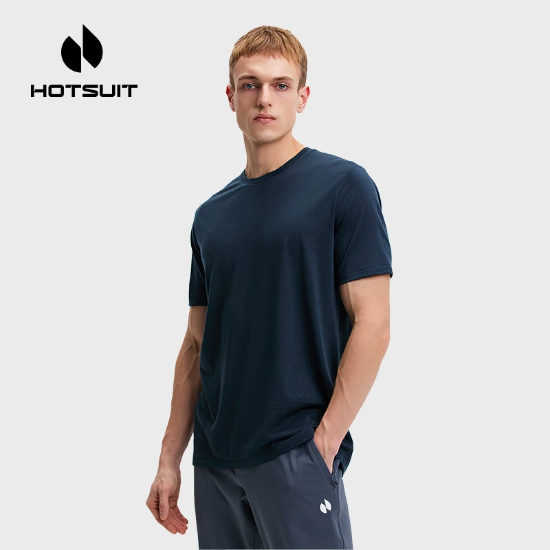 HOTSUIT/后秀户外运动功能T恤男速干弹力短袖美利奴羊毛休闲透气