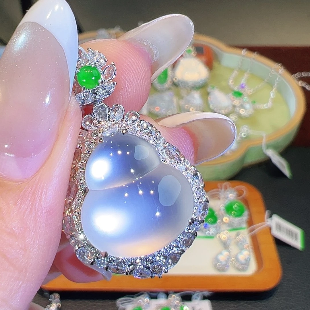 翡翠18K金镶嵌吊坠(不含链)翡翠