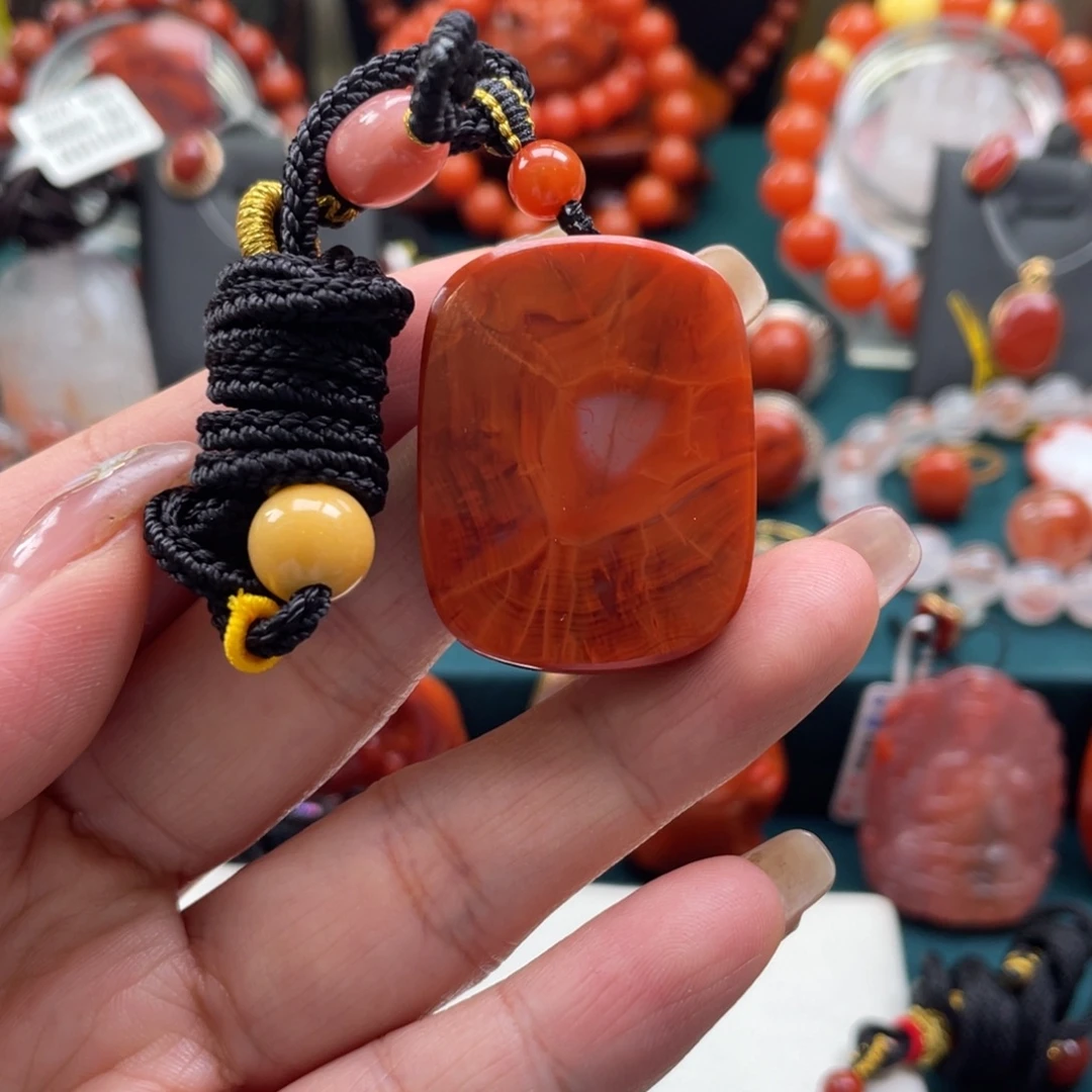 南红玛瑙未镶嵌开播福利川料南红无事牌吊坠