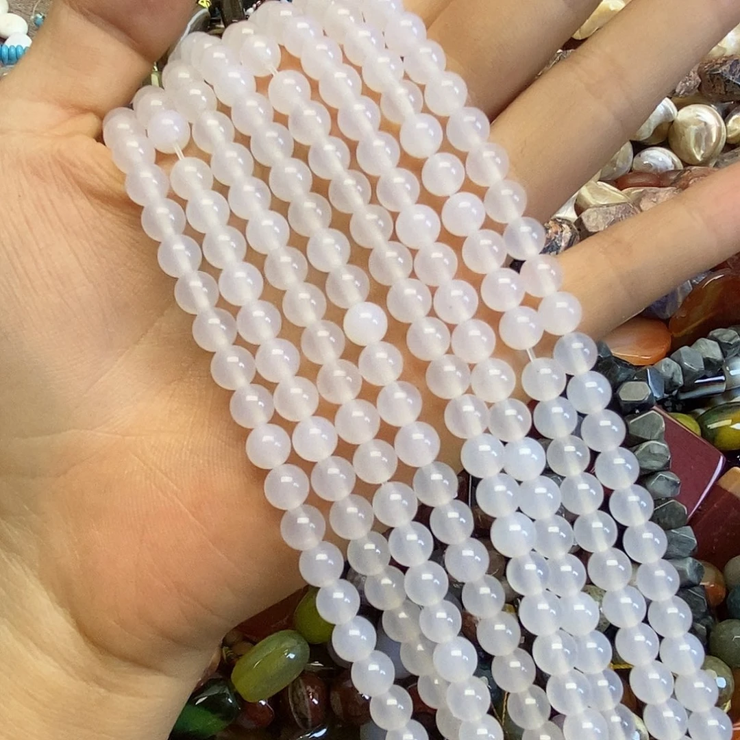 玛瑙/玉髓未镶嵌珠宝半成品卡六白玛瑙随机两条装