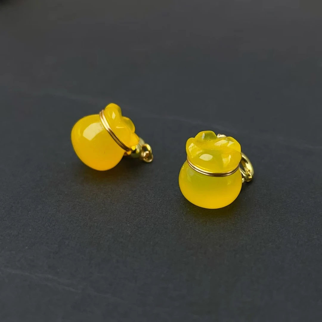 【千奇珠宝】A73天然黄玛瑙钱袋滴流款约10mm DIY配饰万能扣 多样性