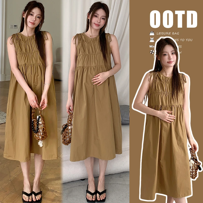 时髦孕妇装新款法式显瘦设计感度假风甜美连衣裙大码时尚夏季外穿