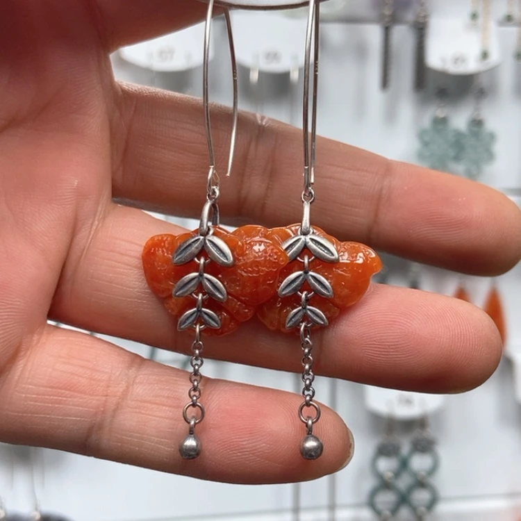 【闪购商品】翡翠耳饰银S925镶嵌优化耳饰