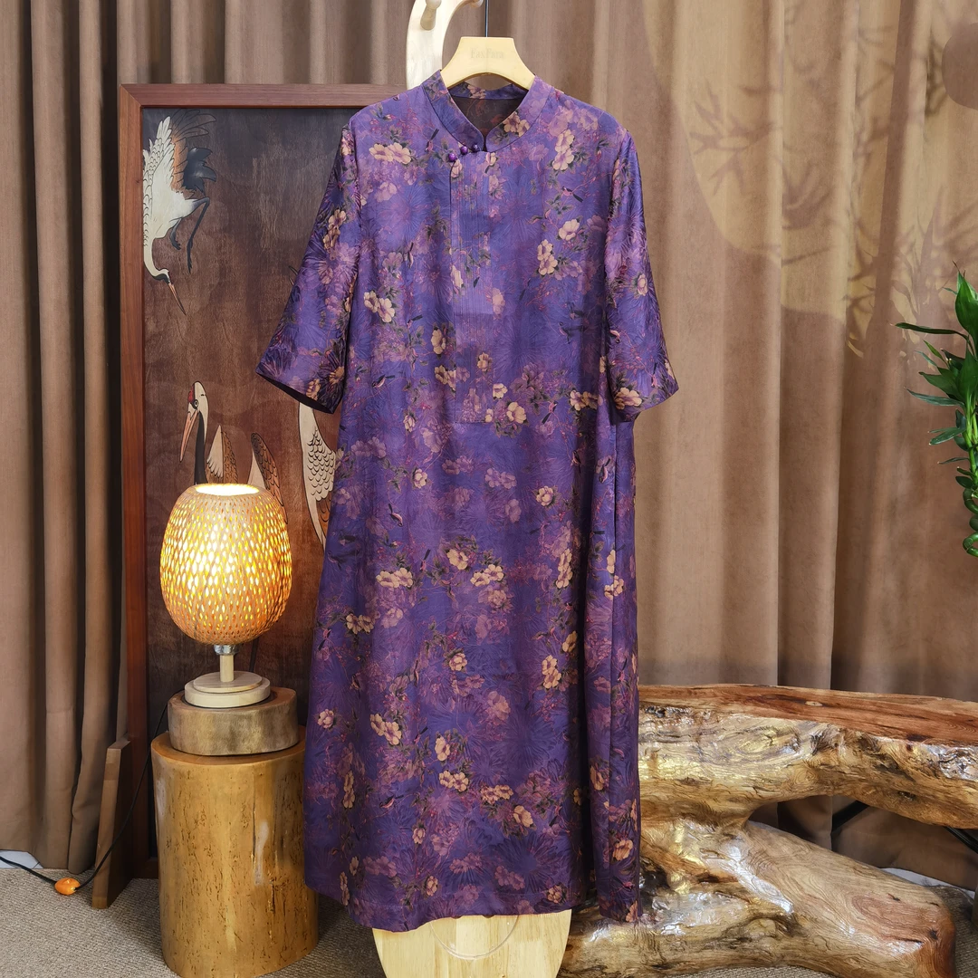 富美国风香云纱连衣裙F6330