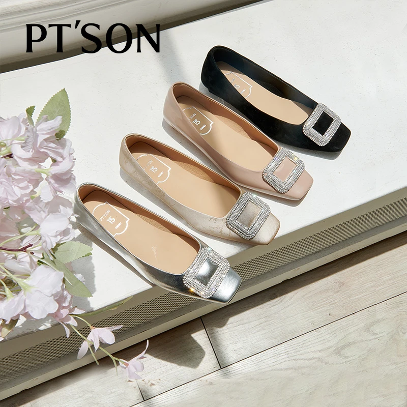 百田森【优雅法式方头水钻单鞋】 欧若风经典通勤款春季粗跟高跟鞋