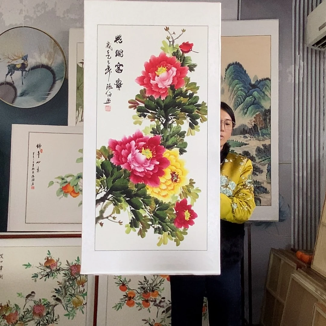 国画62✖️122厘米国画作品带框包邮
