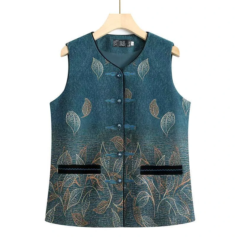 8076-老年人秋装马背心妈妈春秋太太马甲上衣开衫【新仓库9-3-2】