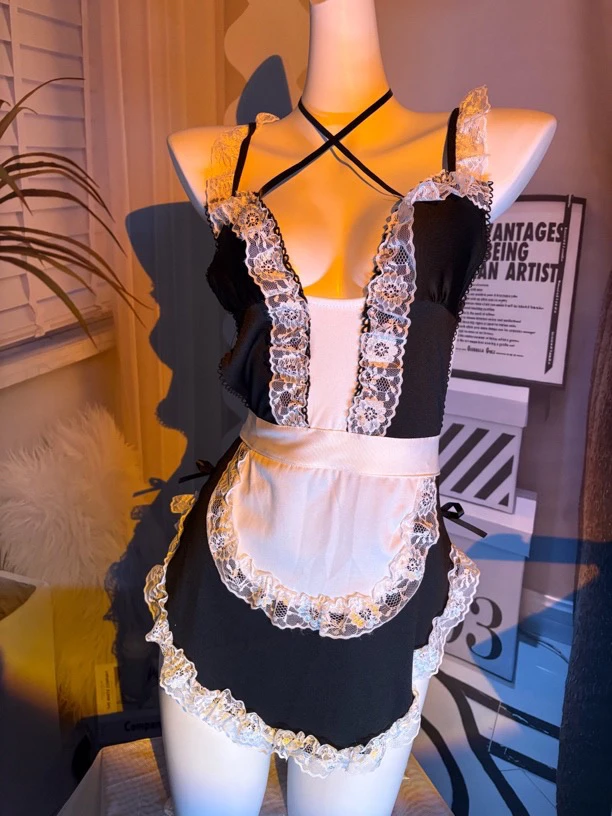 【柠柠】蕾丝拼接纯欲风睡裙绑带设计角色扮演连衣裙