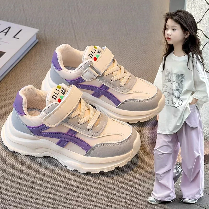 ABC童鞋儿童女运动鞋防滑学生鞋2025春秋新款皮面男童休闲跑步鞋