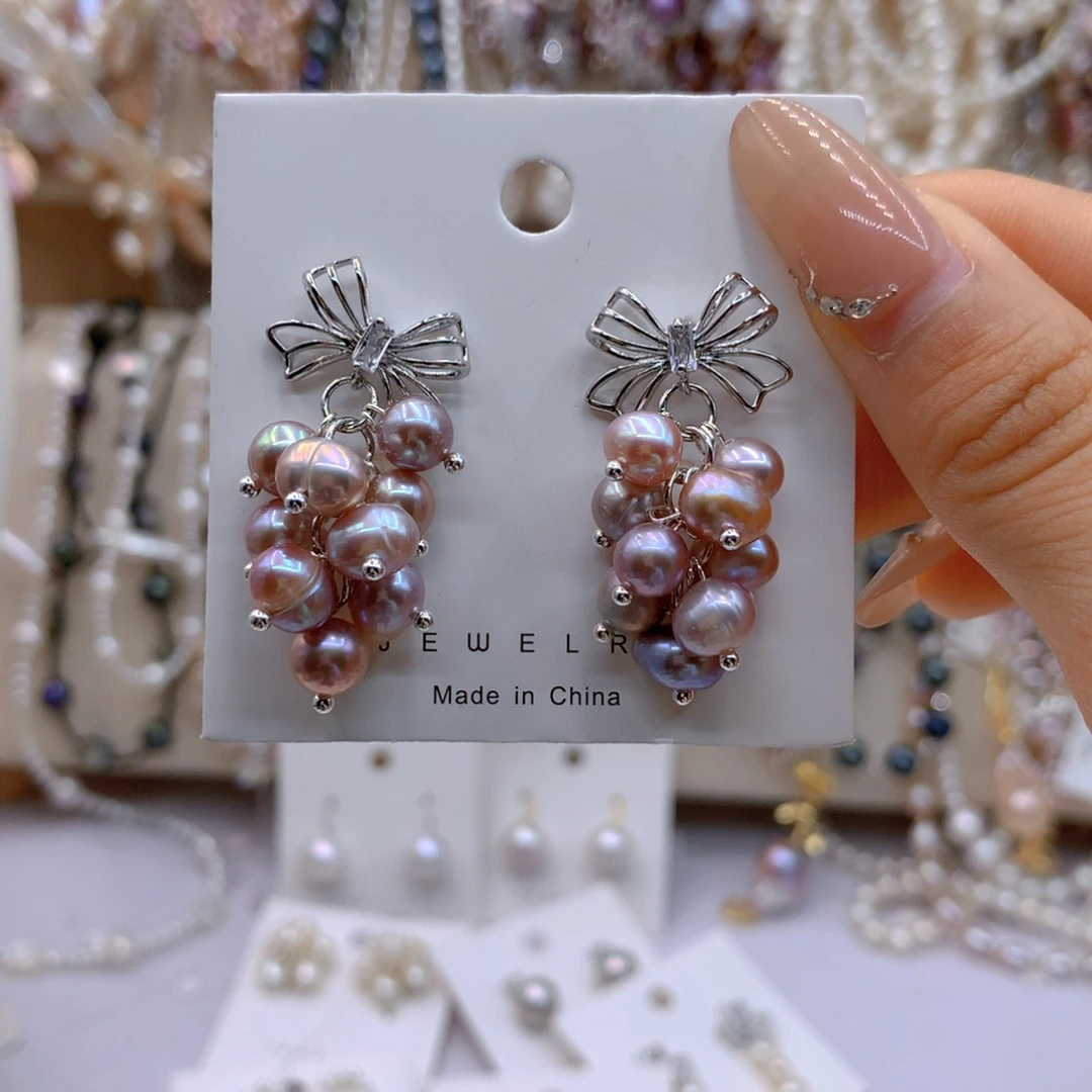 淡水珍珠耳饰银S925镶嵌