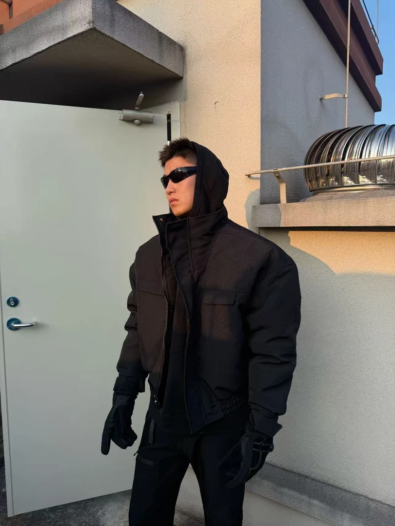 ZHMA“2025FW”科技雪丽棉3M短宽廓形棉服飞行员立领夹克外套夹克