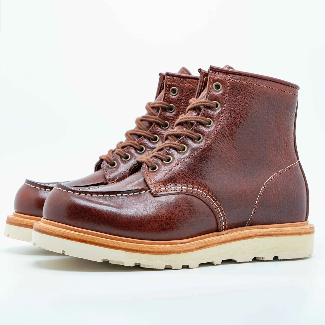 875头层牛皮固特异工艺工装男鞋粒面毛孔多油多蜡经典复古