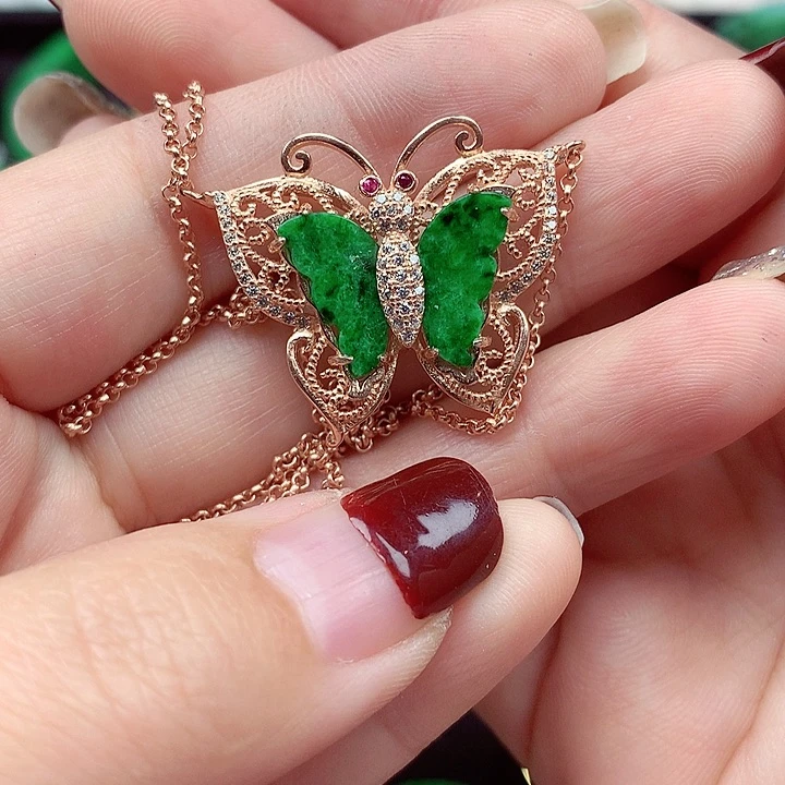 翡翠颈饰银S925镶嵌翡翠