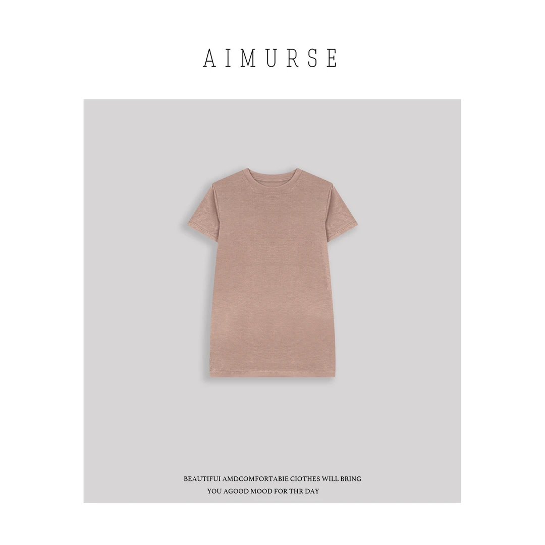 AIMURSE【冰泉】小众设计师 天丝高质感简约百搭休闲T恤 AM7057
