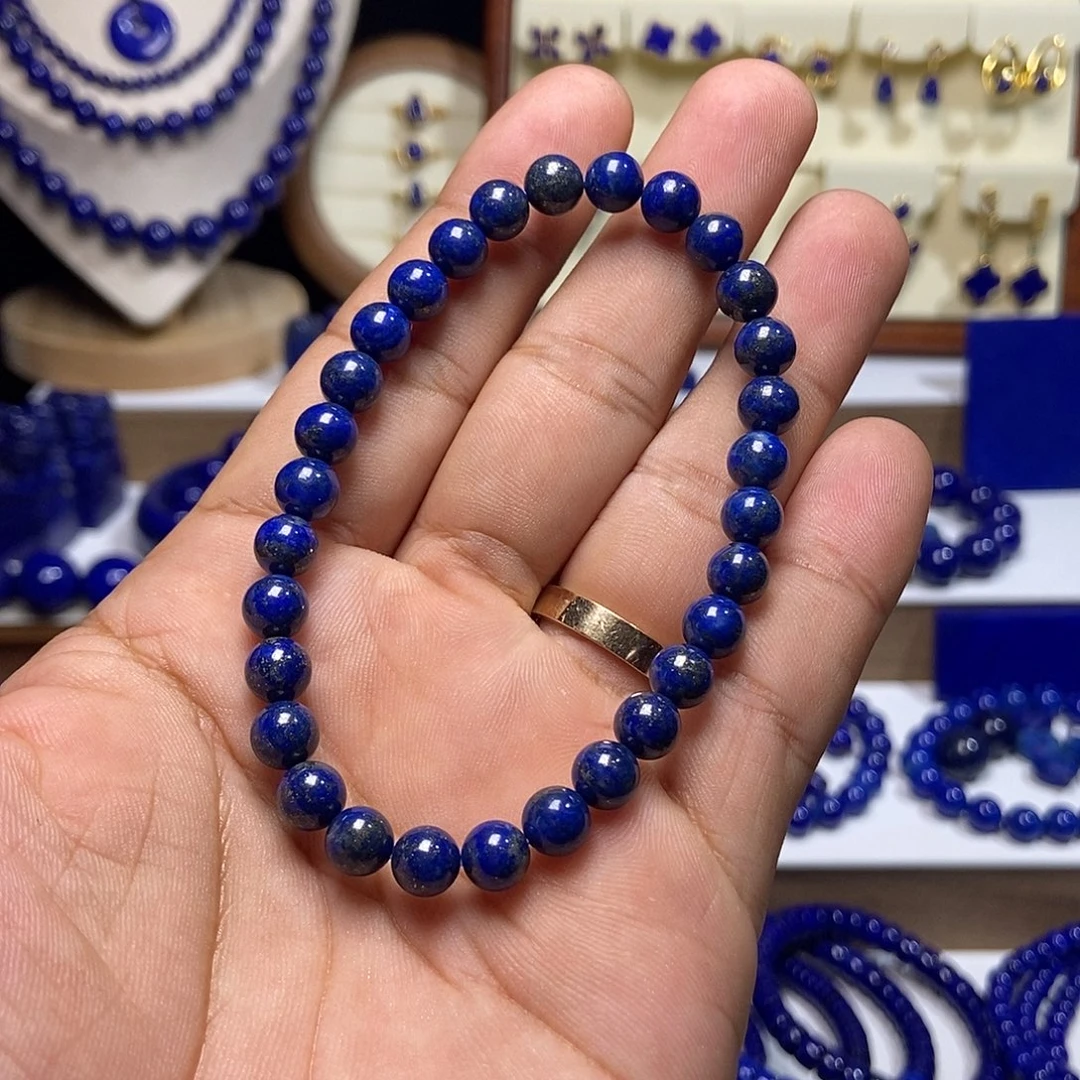 青金石未镶嵌精品 天然 多金 手串6.8+