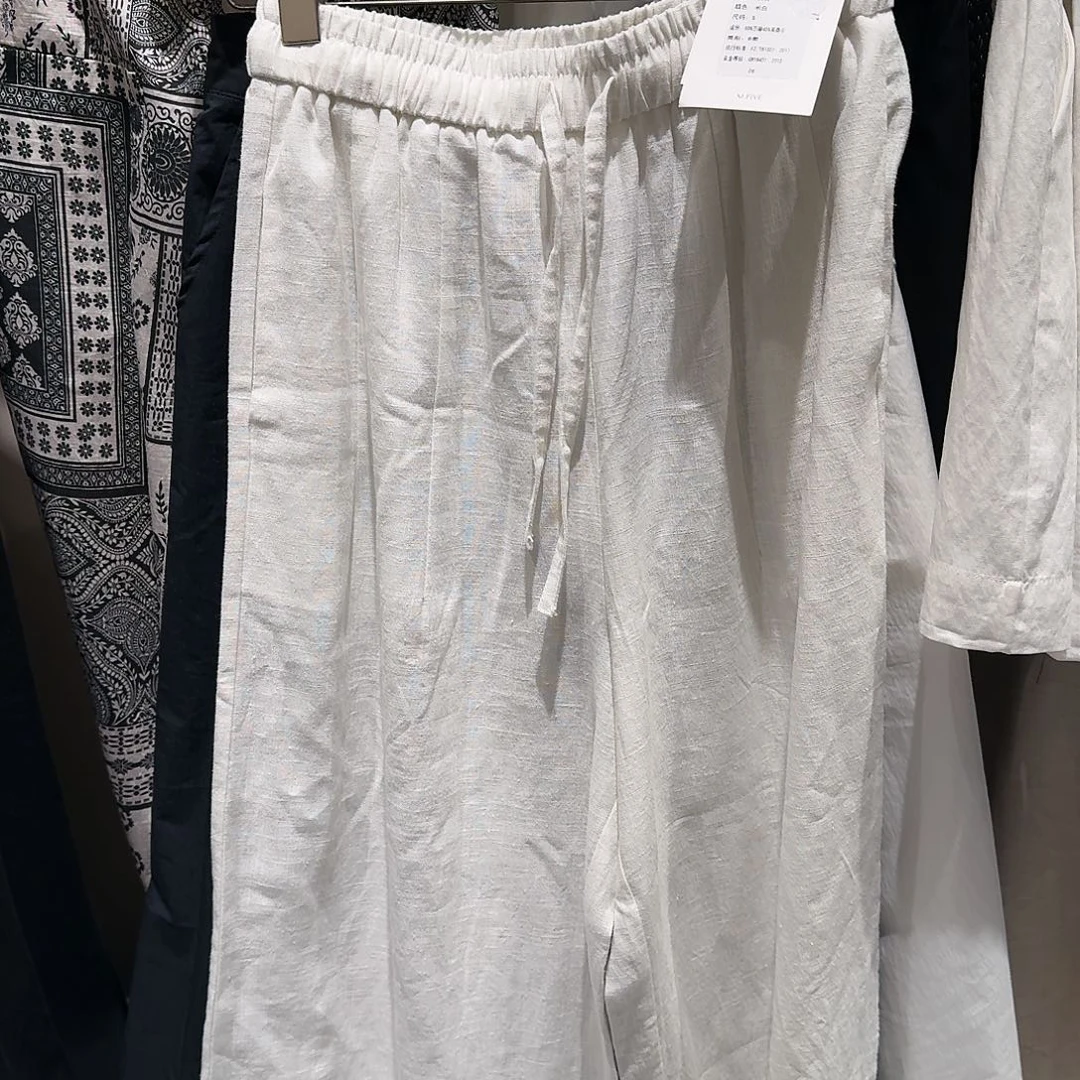 松紧腰麻裤休闲长裤