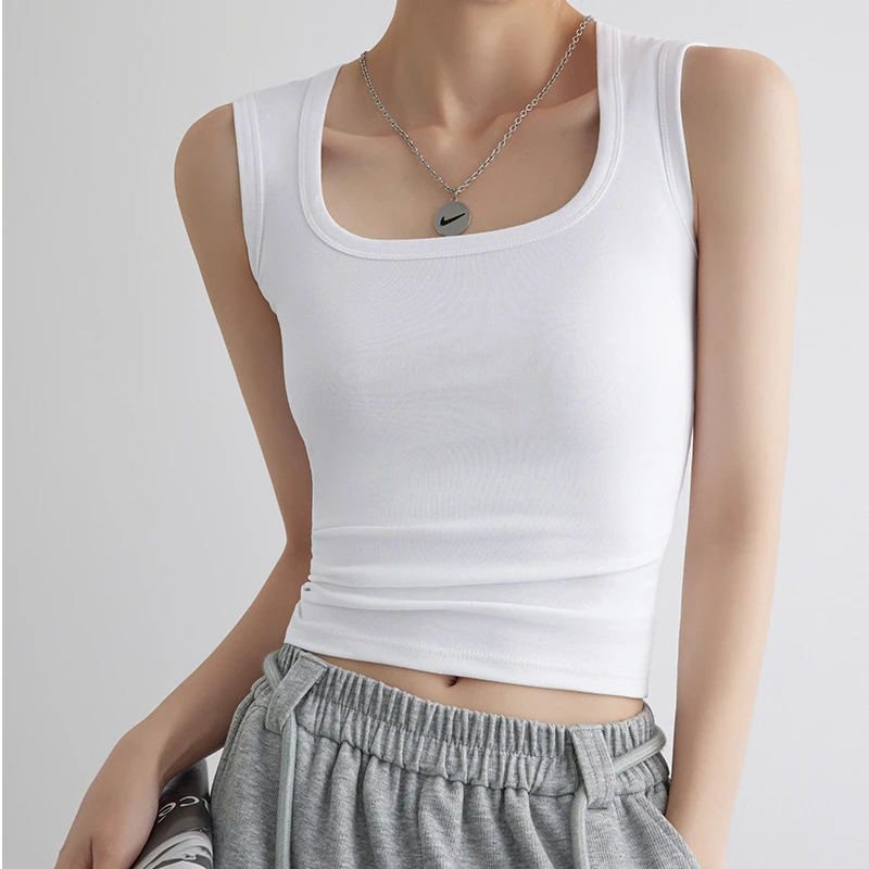 92棉吊带女夏季可外穿遮副乳设计感小众无袖白色宽肩带上衣女