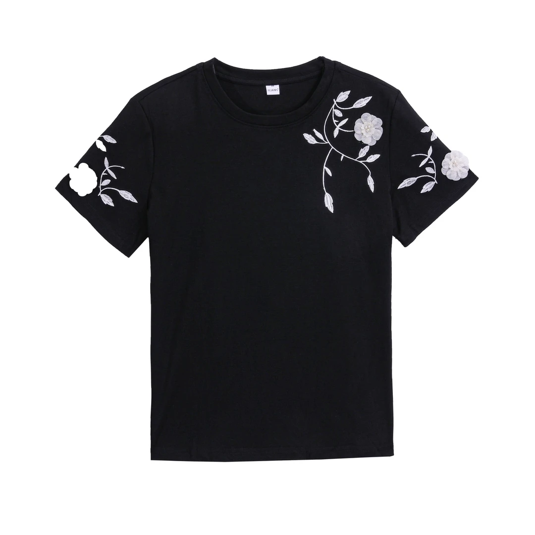 【夏季上新】夏季重工中式气质显瘦设计感女士时尚百搭圆领T恤B869#