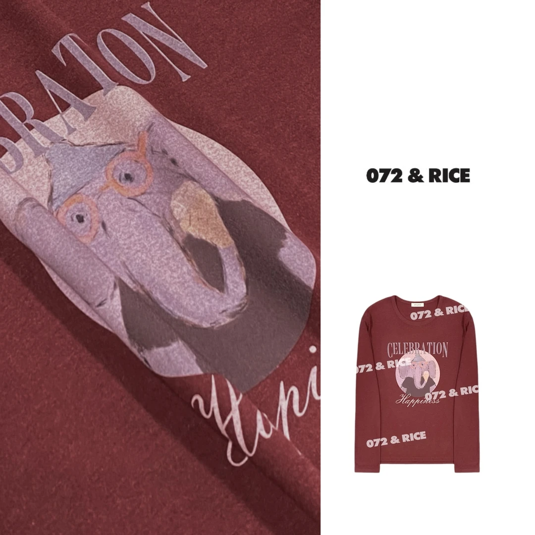 072 & RICE【大象】秋季休闲圆领印花长袖T恤 31XD58