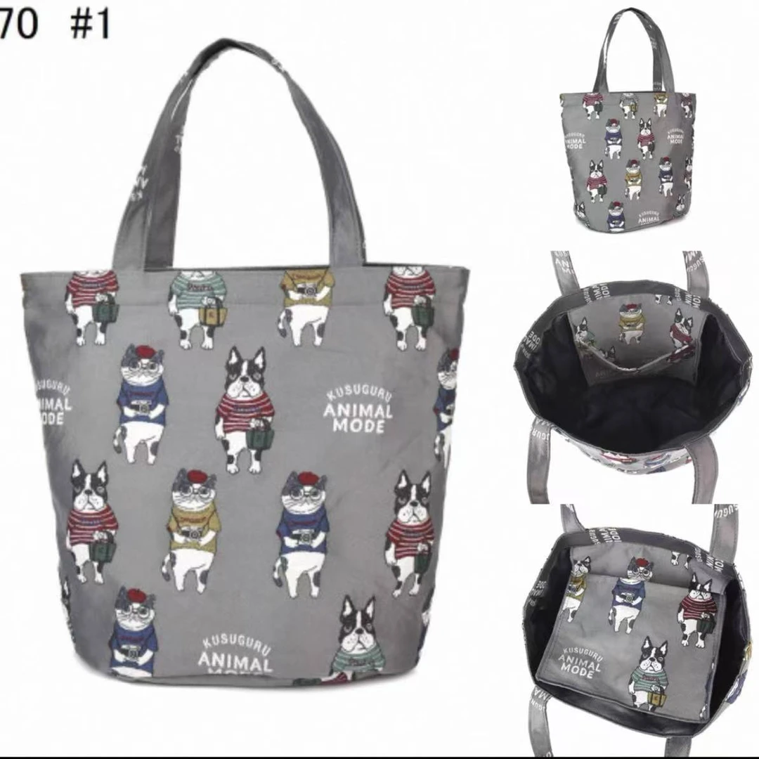 Z810 Kusuguru提花猫咪法斗柴犬露西保罗灰色手提饭盒包8170-1