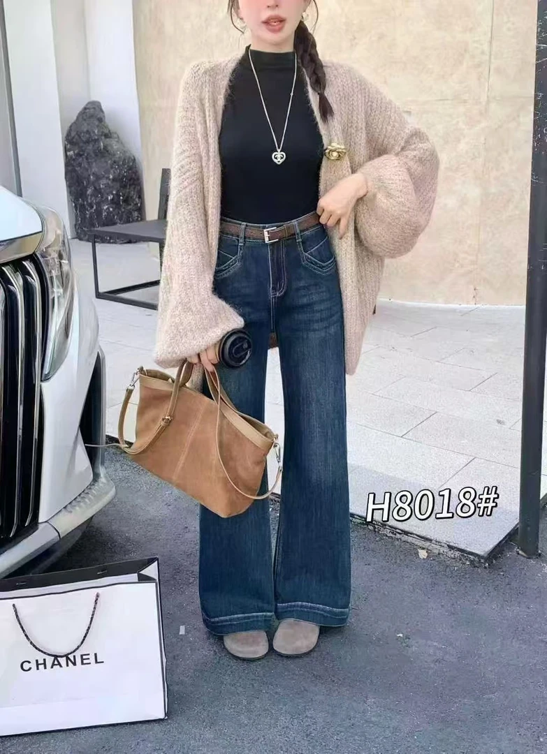 牛仔裤高腰夏季韩版女百搭长裤秋季中高腰黑色水洗8018