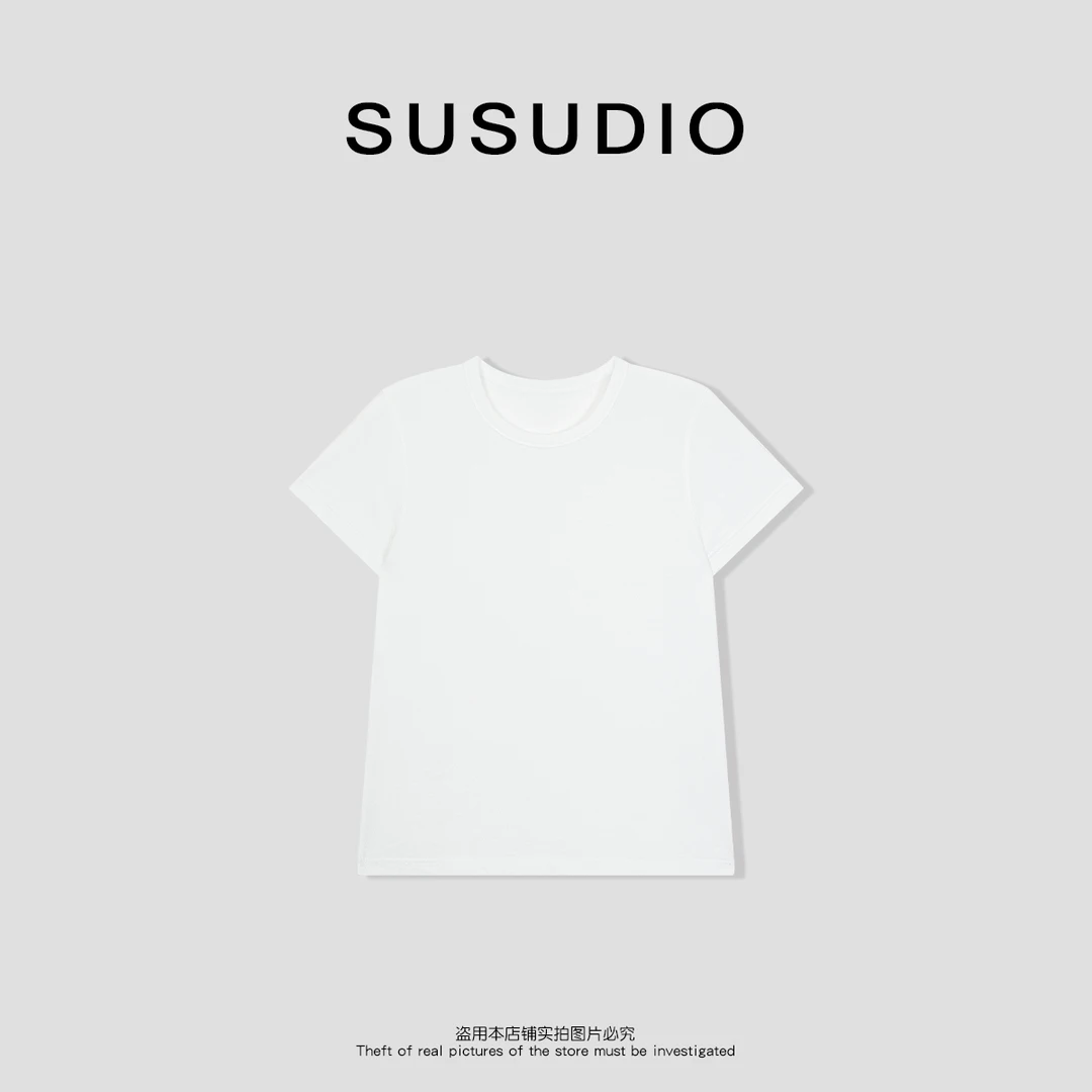 SUSUDIO 正肩韩国棉 新款百搭休闲短袖T恤10018