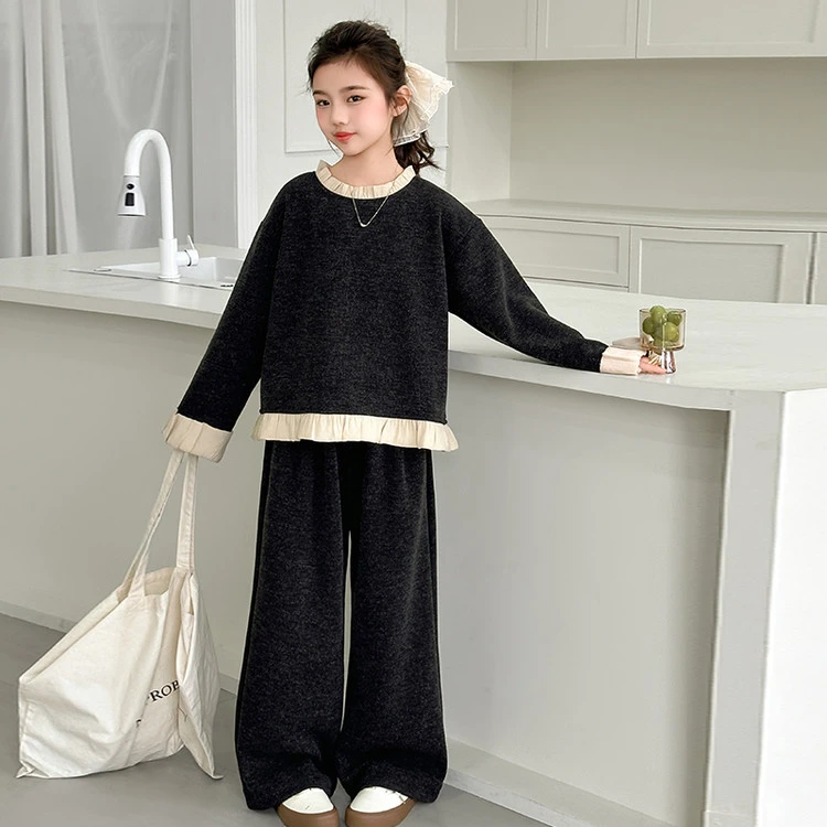 女童套装2025秋季新款韩版洋气时髦网红休闲两件套中大童针织百搭