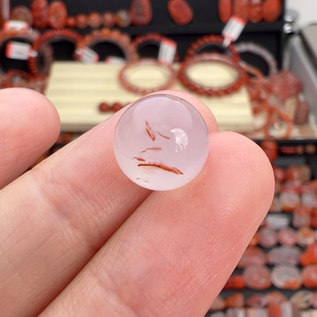 南红玛瑙未镶嵌颈饰冰飘单珠卡10+