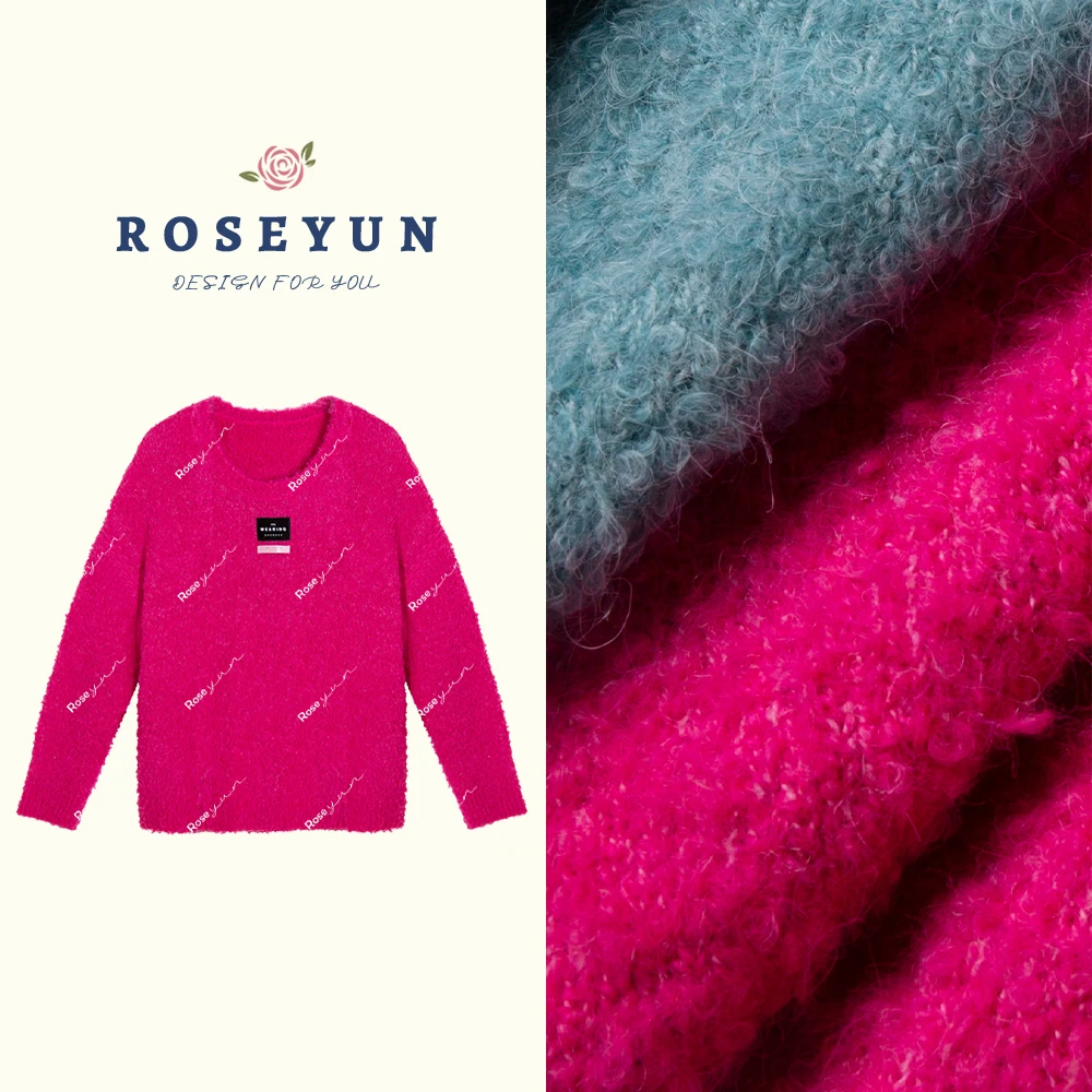 【Rose Yun】火龙果色立体花标豆豆纱套头毛衣  JY115032