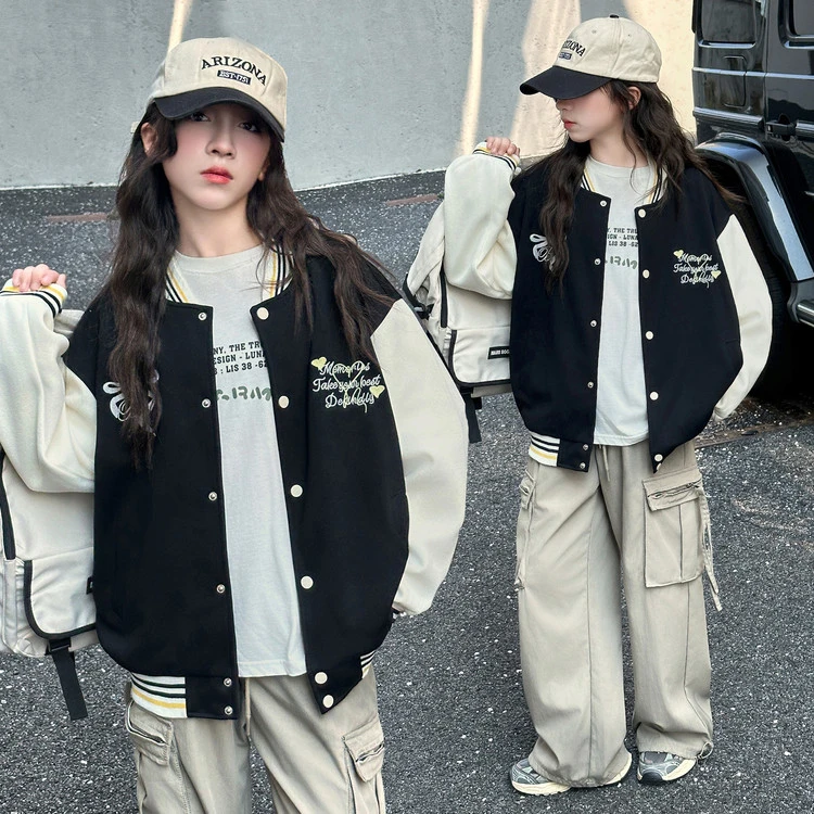童装女童外套棒球服2025秋季新款中大童女孩洋气上衣