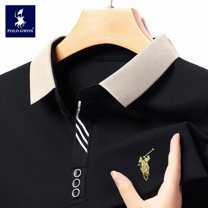 POLOGWON/保罗男士Polo衫夏季商务翻领半袖上衣休闲透气短袖t恤