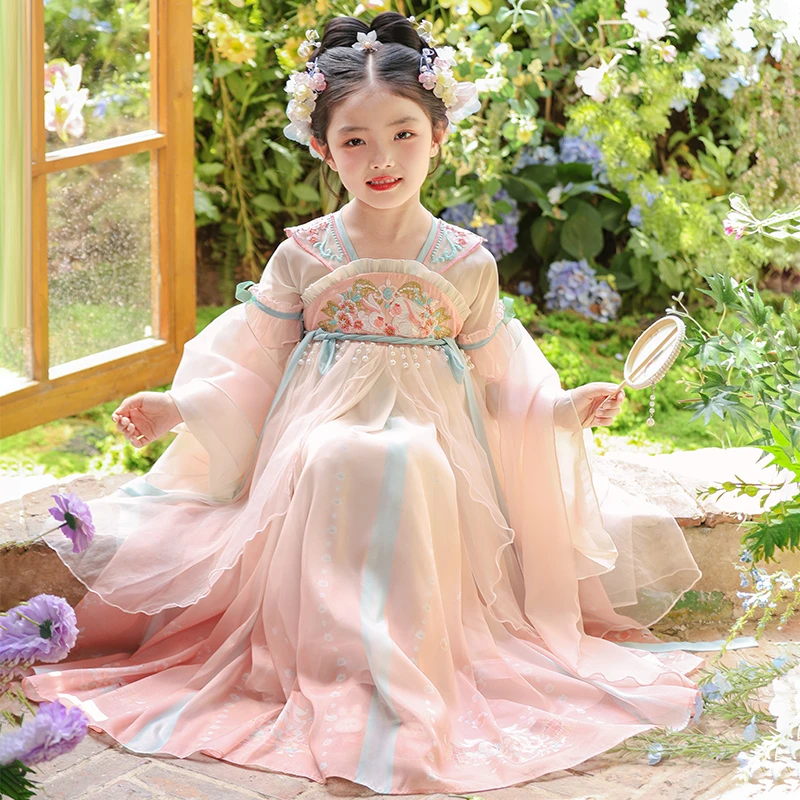 HC012女童汉服连衣裙童装公主裙春新款古装女孩春装古风裙子