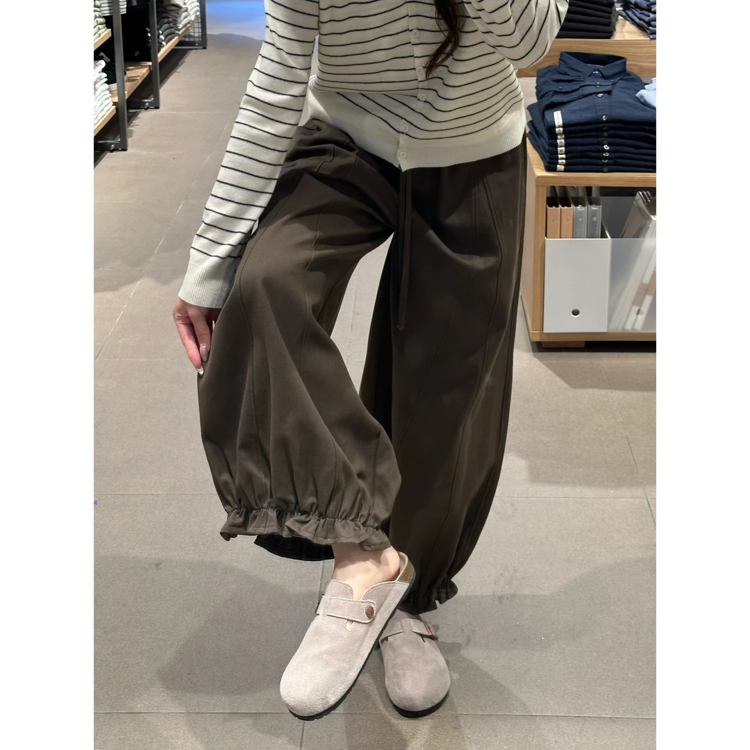 鑫鑫同学花苞气球裤高腰显瘦九分花苞秋新款宽松垂感休闲阔腿裤