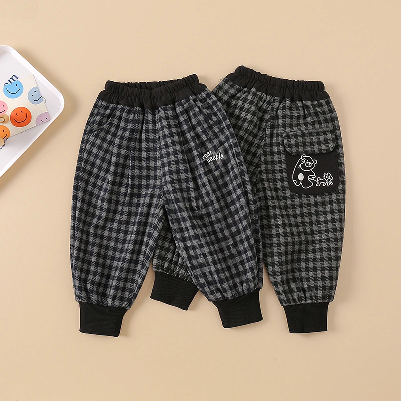儿童春秋裤子2025新款男童休闲裤小童秋季格子裤宝宝秋装男孩长裤