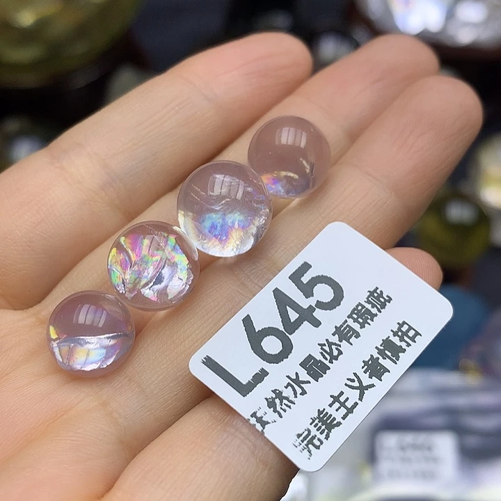 木***1未镶嵌珠宝半成品水晶四个粉阿塞单珠定制打孔不退不换