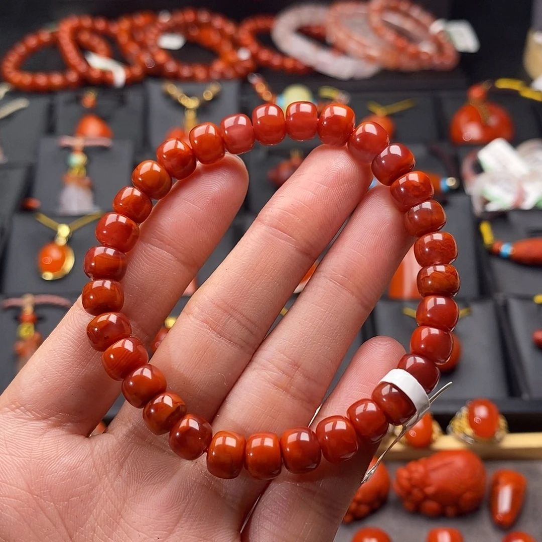 南红玛瑙未镶嵌四川凉山瓦西手串7.4mm