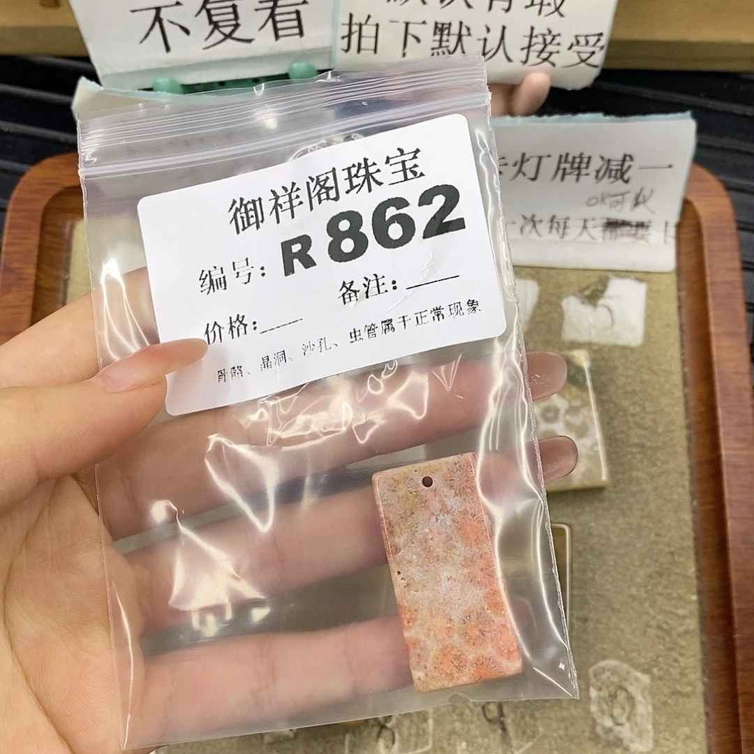 硅化珊瑚（珊瑚玉）未镶嵌颈饰蓝****边