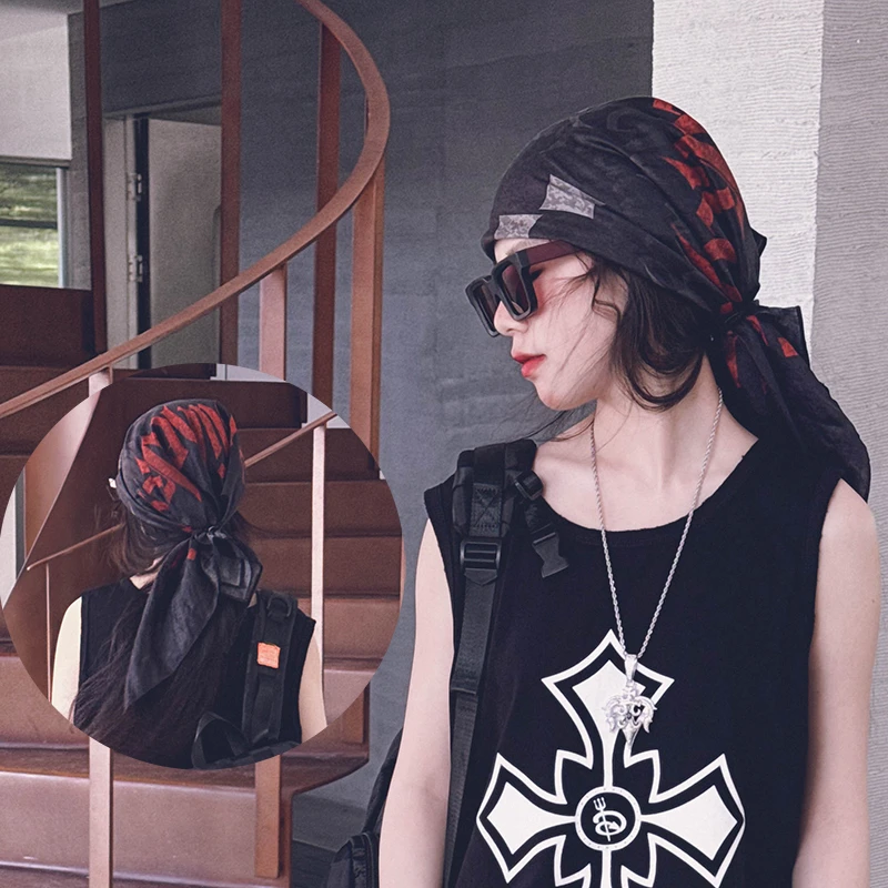 冷大娘中大童美式复古嘻哈头巾丝巾街头潮酷包头方巾演出配饰亲子