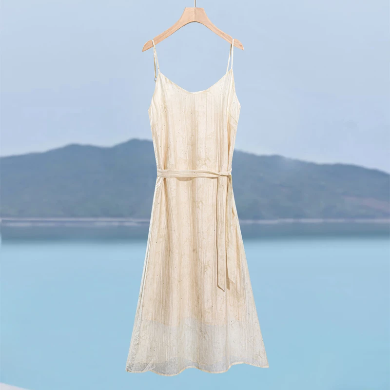 【夏日沁凉】天丝植物扎染修身宽松两用连衣裙拉夏贝尔.25840.XXN旭