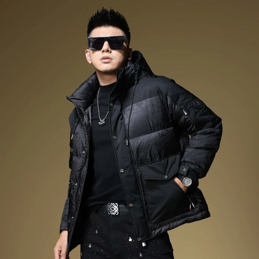 冬季新款韩版保暖白鸭绒羽绒服男士加厚蓬松时尚休闲外套宽松9198