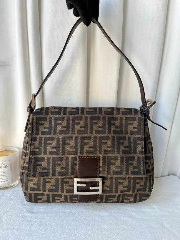 95新 FENDI/芬迪 经典双F老花法棍手提单肩腋下包