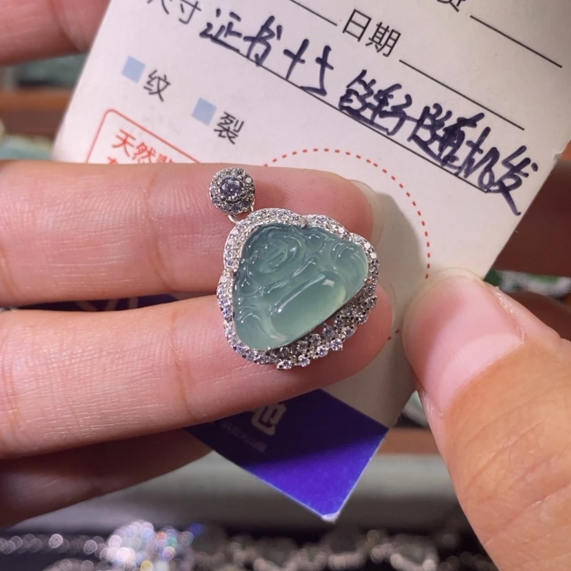 【闪购商品】翡翠银S925镶嵌颈饰天然