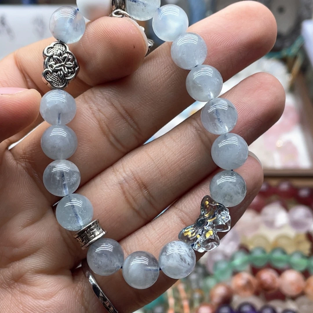 烟晶手链未镶嵌海蓝宝diy