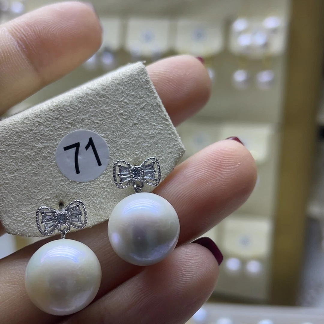 淡水珍珠耳饰银S925镶嵌