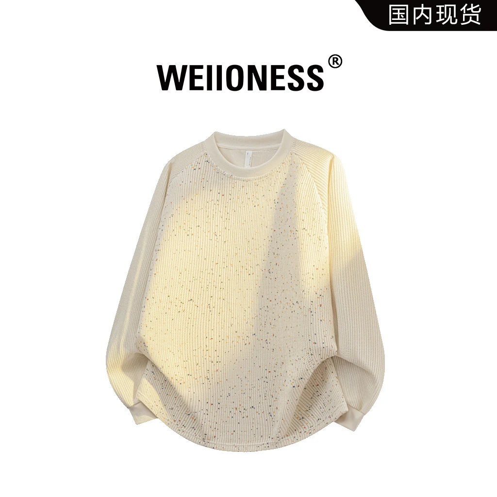 WEIIONESS圆领长袖卫衣男士秋季宽松时尚百搭上衣高级感男生衣服