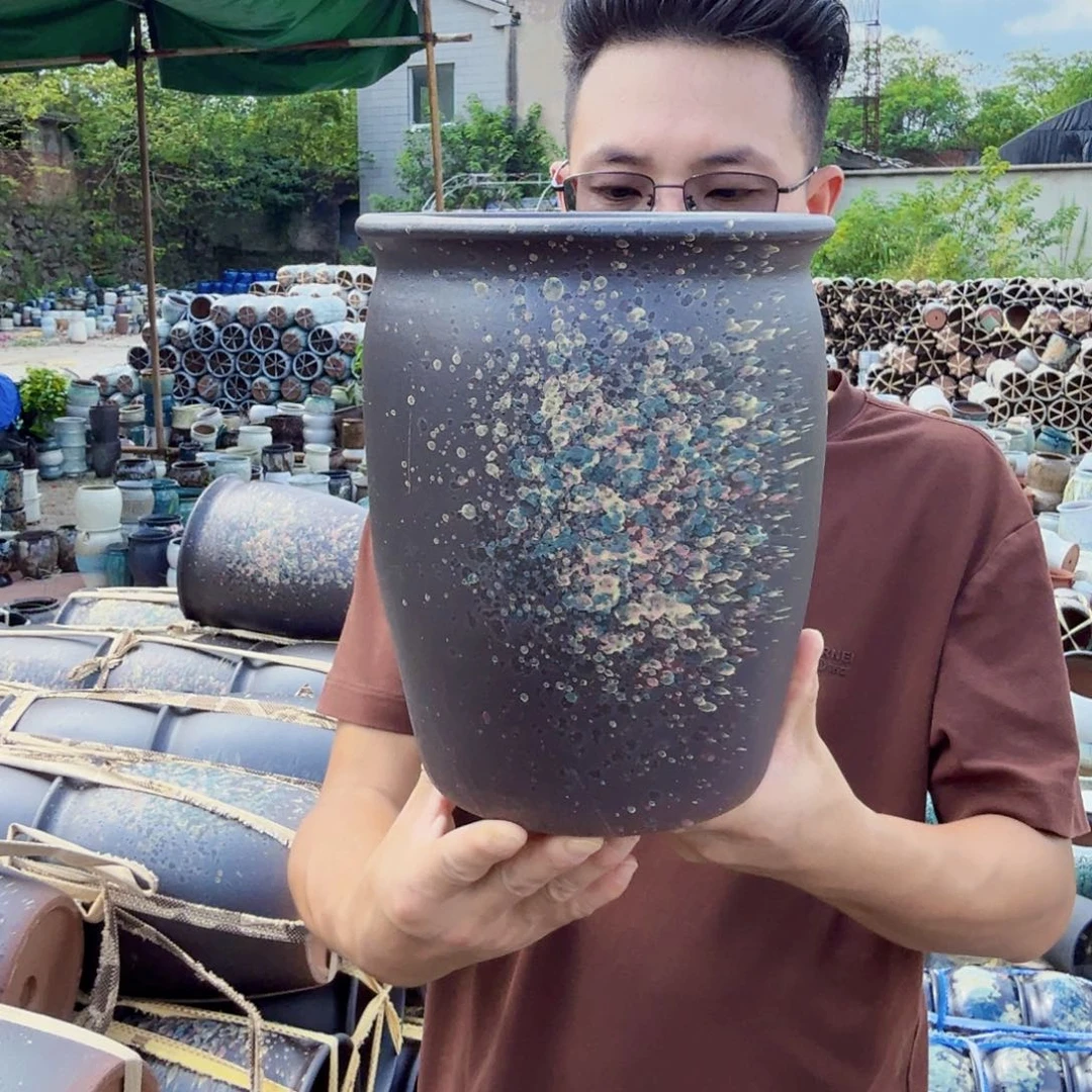 紫砂花盆口20高25（一个七彩祥云武