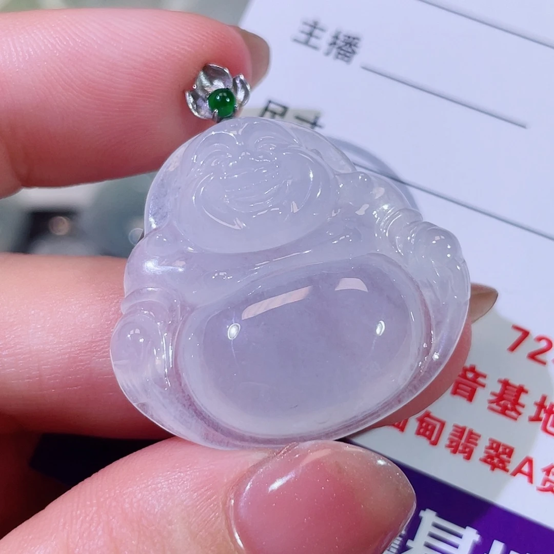 翡翠18K金镶嵌颈饰佛公